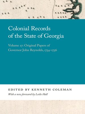 cover image of Colonial Records of the State of Georgia